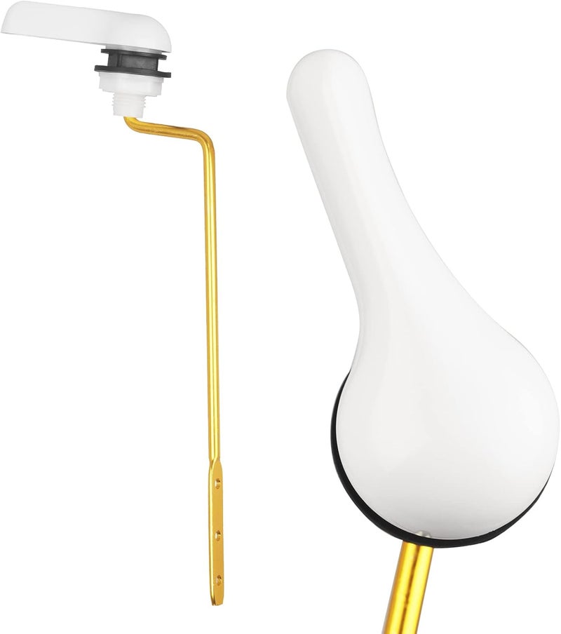 TJWODO Toilet Handle Replacement Kit, Side Mount Toilet Trip Levers with Seal Gasket and Nut, with Stainless Steel Flapper Chains, Universal Replacement for Most Toilets (White) - Image 2